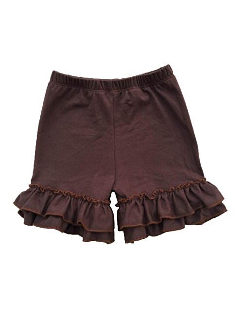 Coralup Baby Little Girls Solid Ruffles Cotton Shorts Pants 0-8 Years