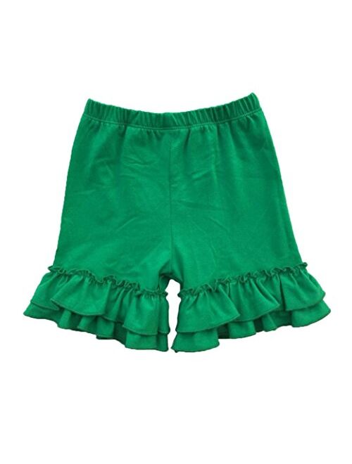 Coralup Baby Little Girls Solid Ruffles Cotton Shorts Pants 0-8 Years