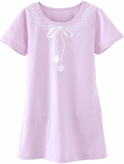 Girls Nightgown Cotton Nightshirt Cute Floral Princess Pajamas Sleep Dress
