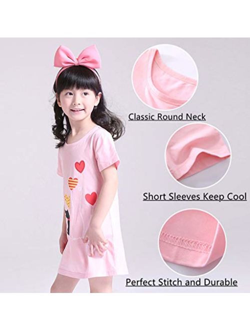 Girls Nightgown Cotton Nightshirt Cute Floral Princess Pajamas Sleep Dress