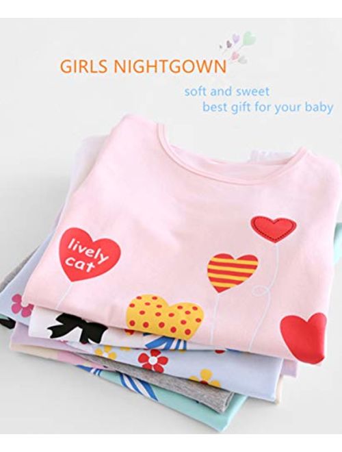 Girls Nightgown Cotton Nightshirt Cute Floral Princess Pajamas Sleep Dress