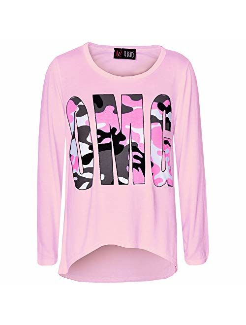 Girls Top Kids Designer's OMG Camouflage Print Shirt Tops & Legging Set 7-13 Yr
