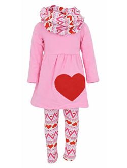 Unique Baby Girls 3 Piece Matching Valentine's Day Heart Print Legging Set