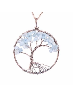 sedmart Tree of Life Pendant Amethyst Rose Crystal Necklace Gemstone Chakra Jewelry