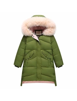 Ding Dong Kid Girl Winter Hooded Fur Down Parka Coat