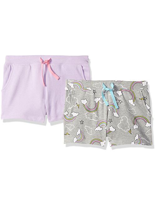 Amazon Brand - Spotted Zebra Girls' Toddler & Kids 2-Pack French Terry Knit Shorts