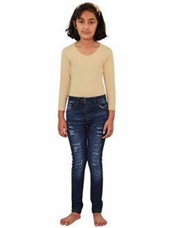 Kids Girls Skinny Jeans Denim Ripped Fashion Stretchy Pants Jeggings 3-14 Years