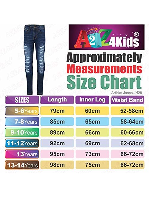 Kids Girls Skinny Jeans Denim Ripped Fashion Stretchy Pants Jeggings 3-14 Years