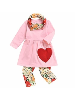 Toddler Little Girls Hi Lo Ruffle Flare Tunic Dress Top Floral Leggings Pants Outfit Set