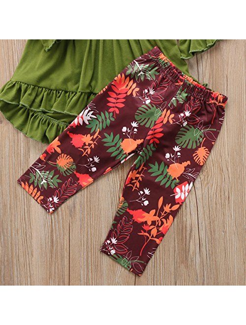 Toddler Little Girls Hi Lo Ruffle Flare Tunic Dress Top Floral Leggings Pants Outfit Set