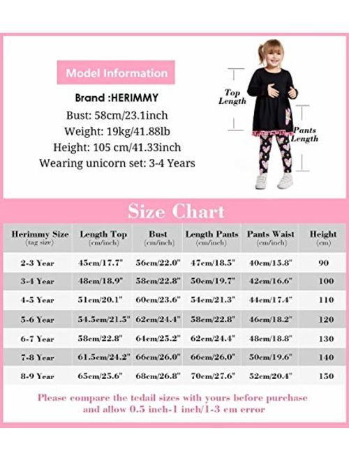 Herimmy Girls' Unicorn Pants Set 2 Pieces Long Sleeve Top Clothes Set Outfit Fall Winter Leggings Set