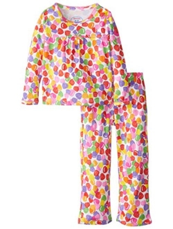 Sara's Prints Girls' Ruffle Top and Pant Pajama Set