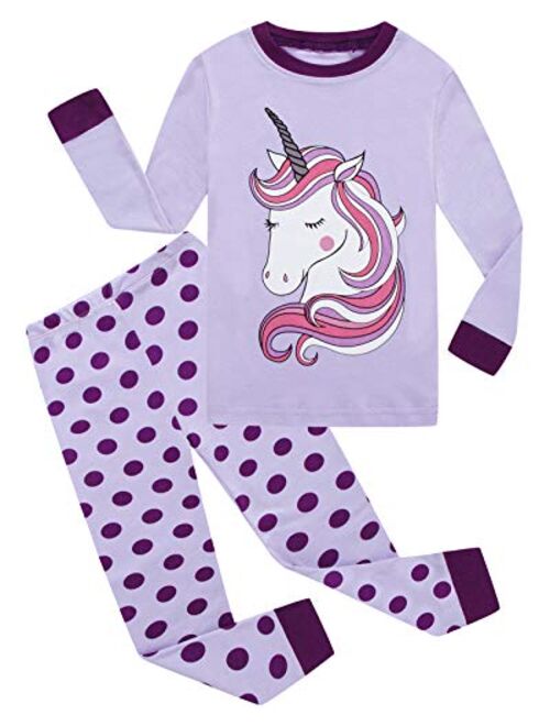 Little Girls Pajamas 100% Cotton Long Sleeve Pjs Toddler Clothes Kids Sleepwear Shirts
