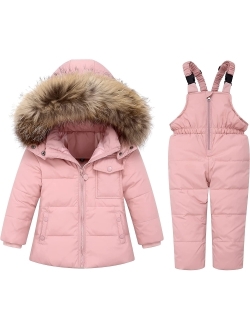 JiAmy Kids Winter Puffer Jacket and Snow Pants 2-Piece Snowsuit Skisuit Set