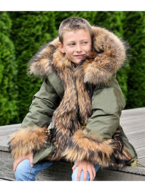 Londony▼ Little Boys Vests Outerwear Cute Car Print Faux Fur Jacket Warm Winter Hooded Clothes