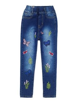 Kidscool Girls Embroiderd Grass Jeans Pants