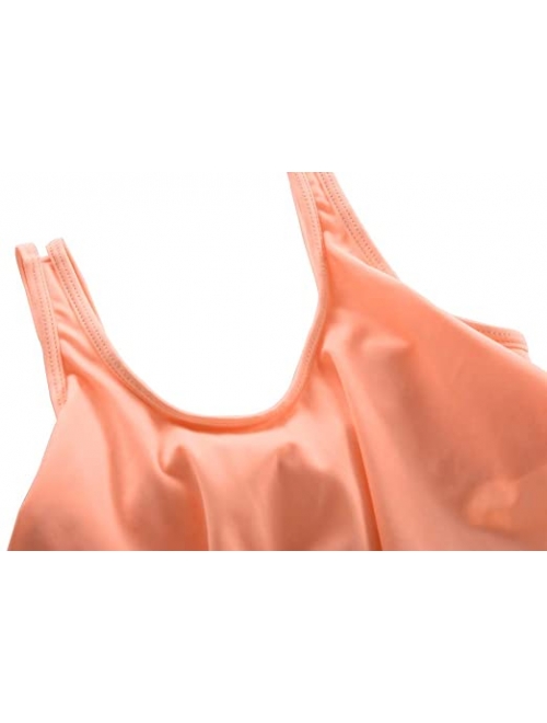 Hilor Girl's Bikini Set Crop Flounce Two Piece Swimsuits Kids Haler Bathing Suits