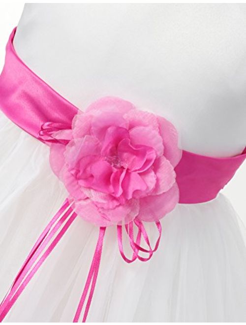 aibeiboutique Little Girl Tutu Flower Petals Bow Dress Chiffon Princess Dresses for Wedding Party
