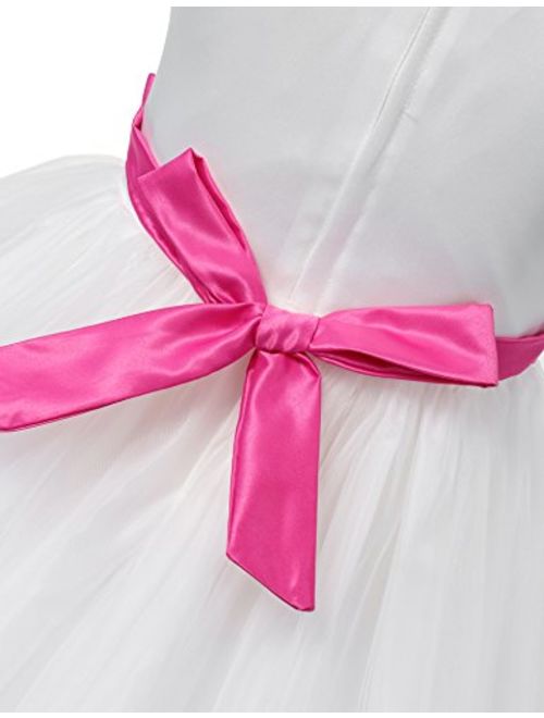 aibeiboutique Little Girl Tutu Flower Petals Bow Dress Chiffon Princess Dresses for Wedding Party