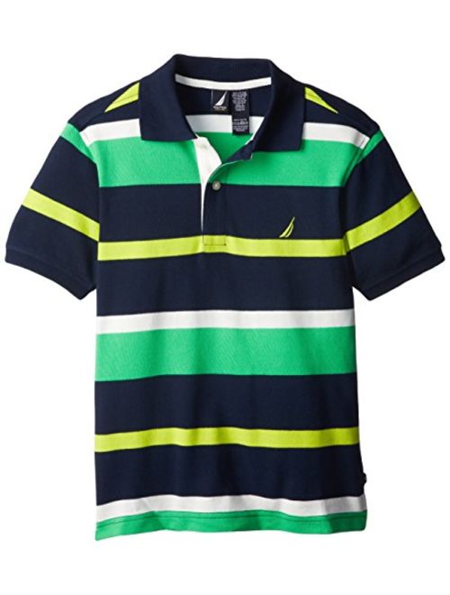 Nautica Boys' Stripe Pique Short Sleeve Polo Shirt