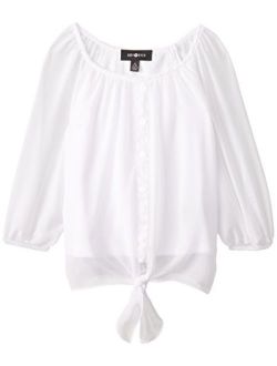Girls' Picture Perfect Tie-Front Chiffon Top