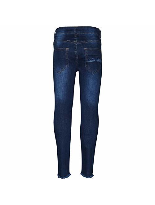 Girls Stretchy Jeans Kids Ripped Denim Pants Trousers Jeggings Age 5-13 Years
