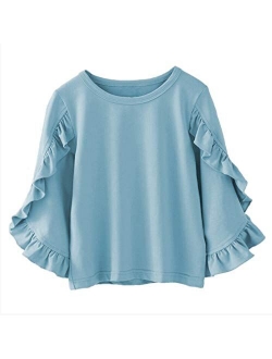 Colorful Childhood Little Girls Ruffle Bat T Shirt Autumn Princess Girl Blouses Spring Tops