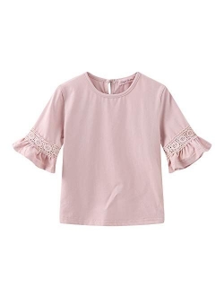 Colorful Childhood Little Girls Ruffle Bat T Shirt Autumn Princess Girl Blouses Spring Tops