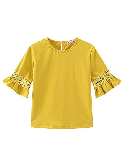 Colorful Childhood Little Girls Ruffle Bat T Shirt Autumn Princess Girl Blouses Spring Tops