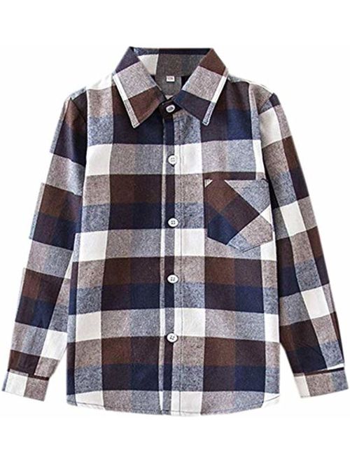 SANGTREE Girls' Long Sleeves Plaid Button Down Shirt, 18M-12 Years