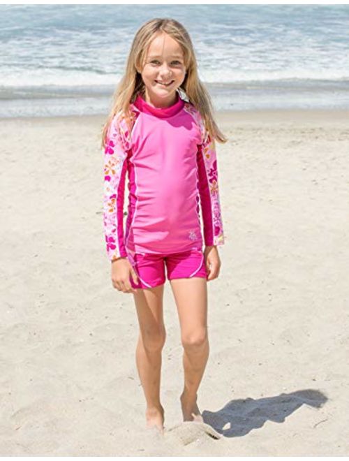 Tuga Girls Two-Piece Long Sleeve Swimsuit Set 2-14 Years, UPF 50+ Sun Protection