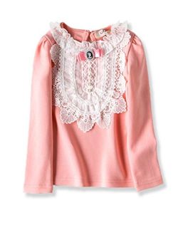 VYU Toddler Little Girls Long Sleeve Blouse 2-8 Years Kids Cotton Warm Shirts
