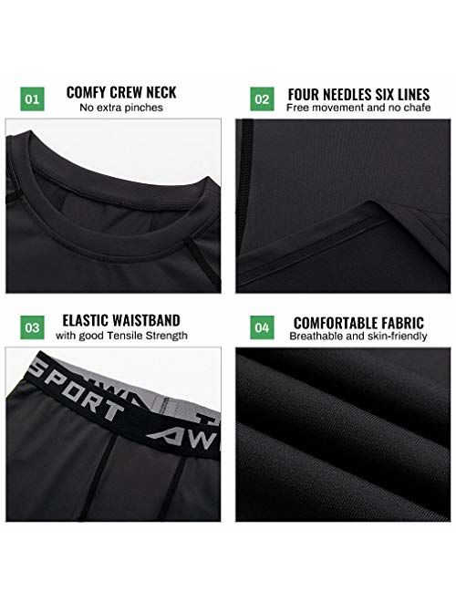 TERODACO Boys Compression Thermal Leggings & Shirts Athletic Base Layer Underwear Set for Hockey Training Basketball