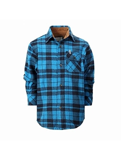 Boy's Single Pocket Flannel Shirt with Corduroy Contrast