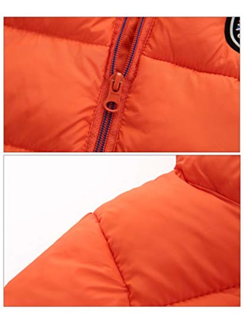 Happy Cherry Kids Orange Fleece Lined Hooded Puffer Down Jacket Solid Winter Warm Bubble Outerwear 4t-5t