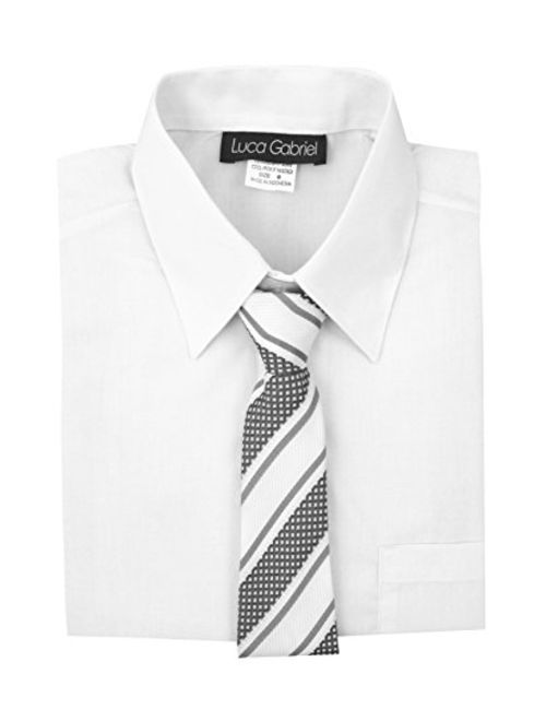 Luca Gabriel Toddler Boy's Short Sleeve Formal Button Down Dress Shirt & Tie Set