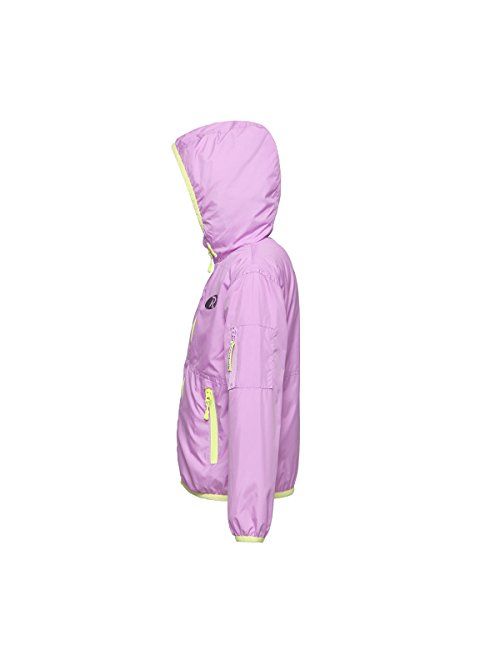 Rokka&Rolla Girls' Lightweight Water Resistant Zip-Up Hooded Windbreaker Jacket