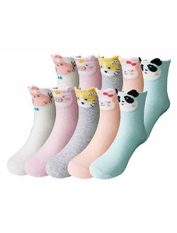 CHUNG Toddler Little Big Girls Sock 10 Pack Candy Color Soft Bamboo Fiber Ankle Crew Casual Cotton Socks Autumn School