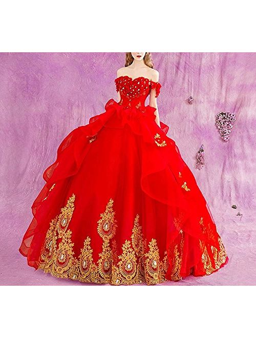 Modeldress Off Shoulder Tulle Prom Ball Gowns Princess Quinceanera Dresses