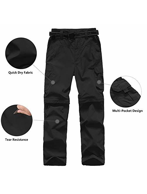 JOMLUN Boy’s Casual Quick Dry Outdoor Pants Hiking Climbing Convertible Trouser Kids' Cargo Pants 