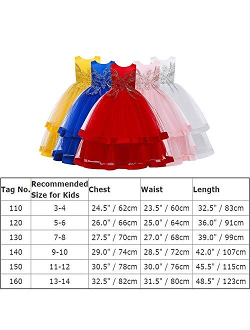 IBTOM CASTLE Girls Tulle Dresses 7-16 Flower Lace Pageant Party Wedding Floor Length Formal Dance Evening Gowns