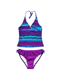 TiaoBug Girl's 2-Piece Tankini Set Summer Beach Holiday Hawaiian Halter Bikini Swimsuit Bathing Pool Swimming Costume