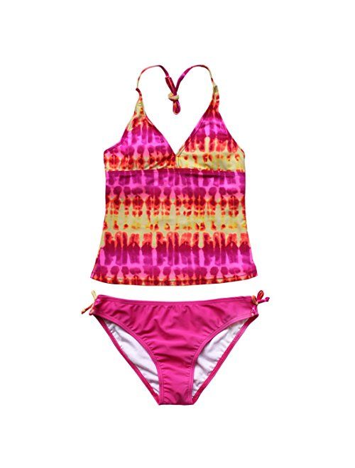 TiaoBug Girl's 2-Piece Tankini Set Summer Beach Holiday Hawaiian Halter Bikini Swimsuit Bathing Pool Swimming Costume
