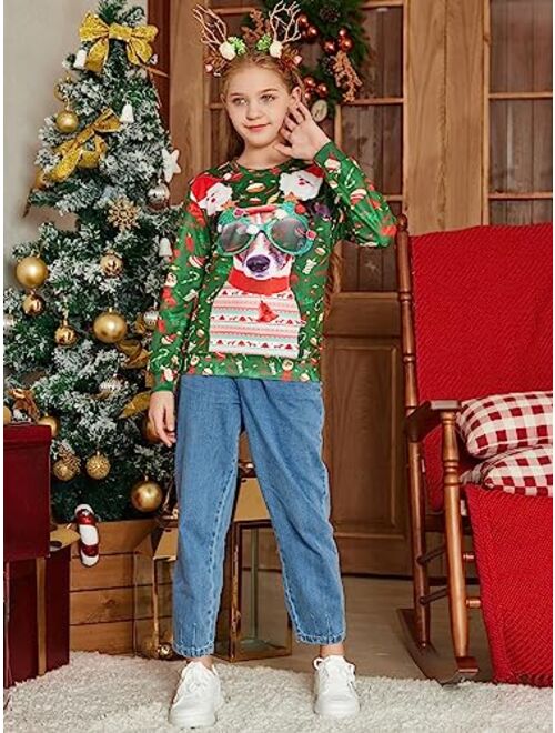 TUPOMAS Boys Girls Ugly Christmas Sweatshirts Funny Print Graphic Teen Pullover Long Sleeve Sweater Party Wear 4-16 Years Old