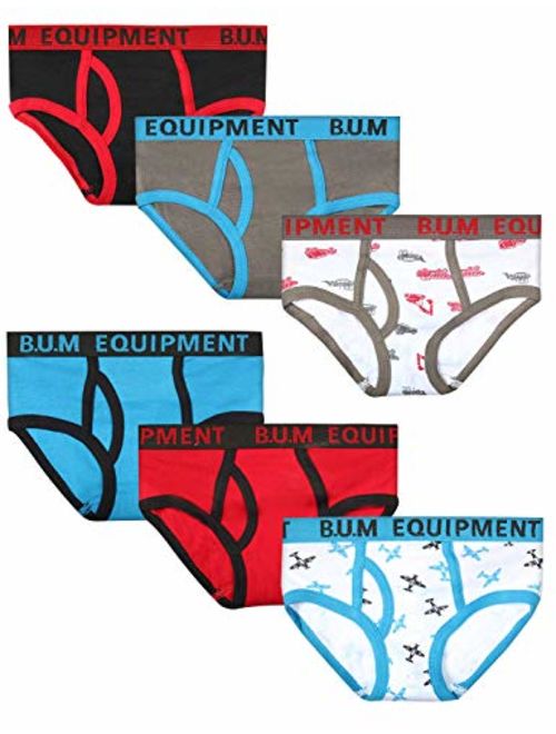 Equipment Toddler and Little Boys 6 Pack Underwear Briefs B.U.M Solids and Prints