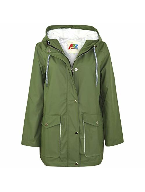 Kids Girls Boys PU Raincoats Jackets Hooded Waterproof Rainmac Cagoule 5-13 Year