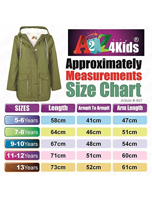 Kids Girls Boys PU Raincoats Jackets Hooded Waterproof Rainmac Cagoule 5-13 Year