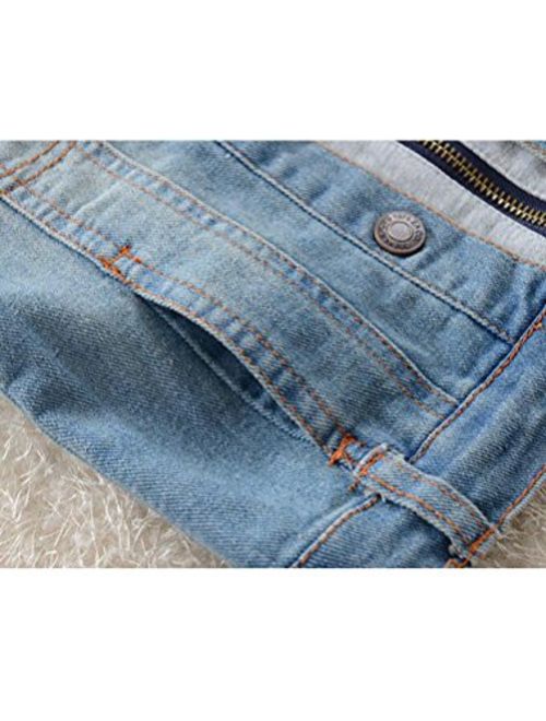 Mallimoda Kids Boys Girls Hooded Denim Jacket Zipper Coat Outerwear