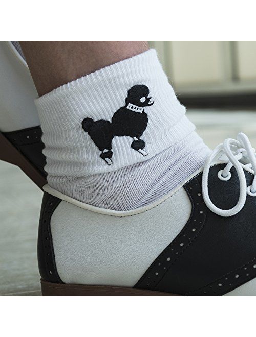 Hip Hop 50s Shop Girls Bobby Socks W/Poodle Applique for Children and Toddlers