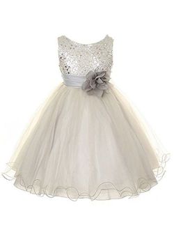Absolutely Beautiful Sequined Bodice with Double Tulle Skirt Party flower Girl Dress-KD305-Black-2